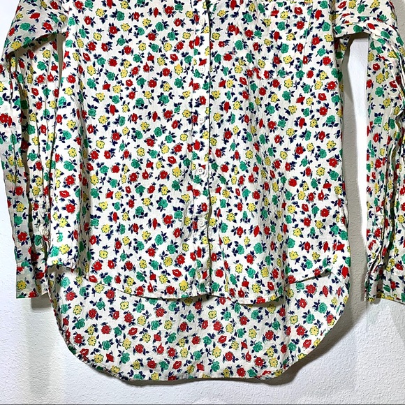 J. Crew Mercantile XS Floral Open V-Neck LS Blouse - Picture 6 of 12